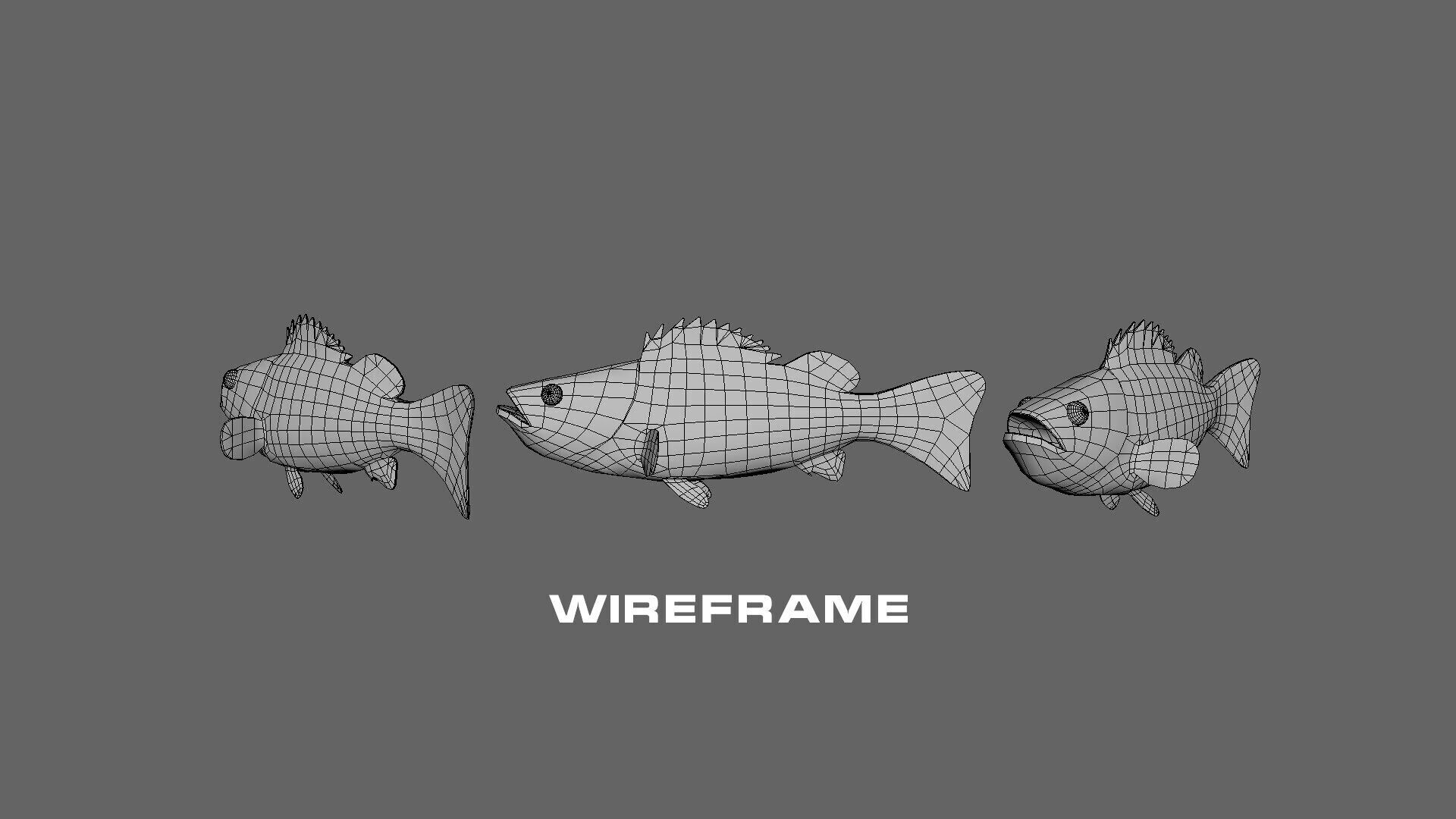 Low-Poly Olive Rockfish Animated Low-poly 3D model_11