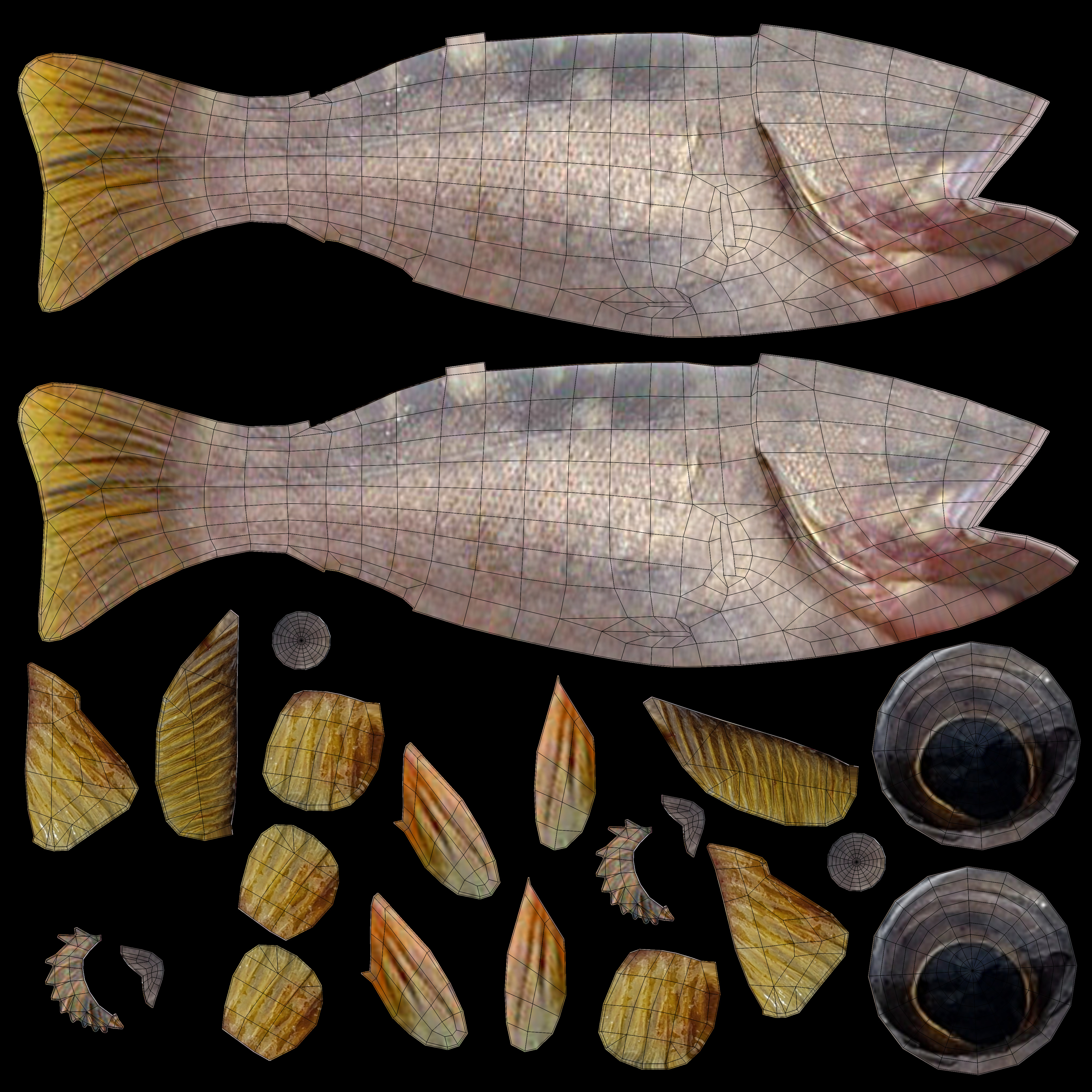 Low-Poly Olive Rockfish Animated Low-poly 3D model_10
