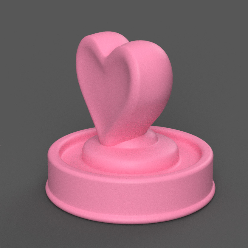 Heart Button 3D Model Cute Desk Table Decoration STL 3D print model_1