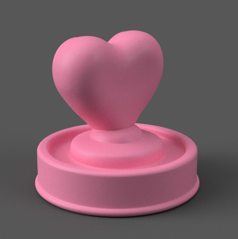 Heart Button 3D Model Cute Desk Table Decoration STL 3D print model_2