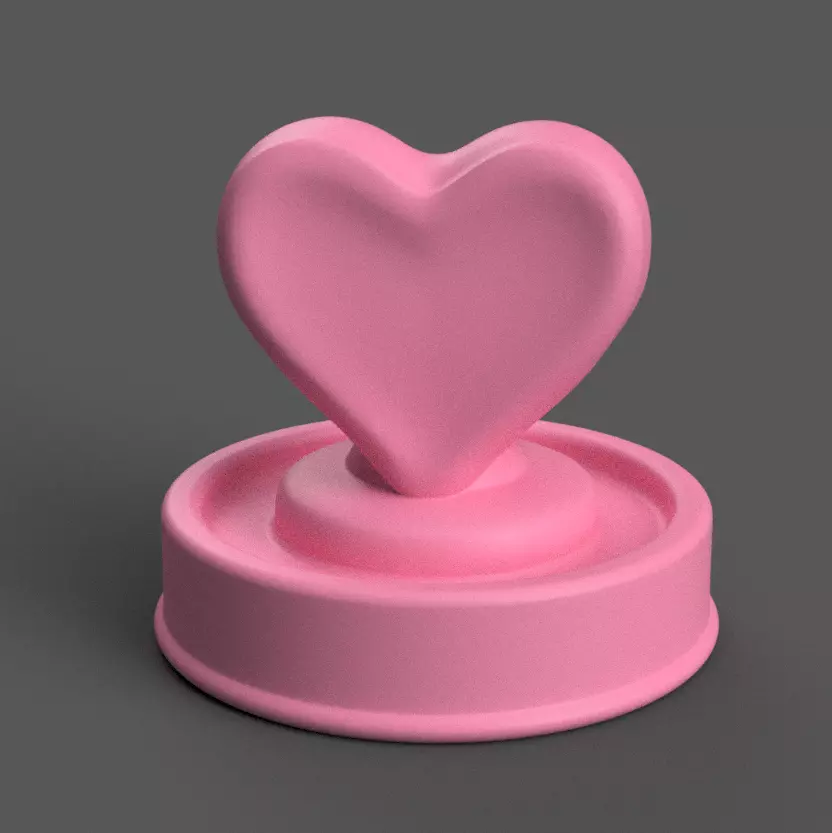 Heart Button 3D Model Cute Desk Table Decoration STL 3D print model_0