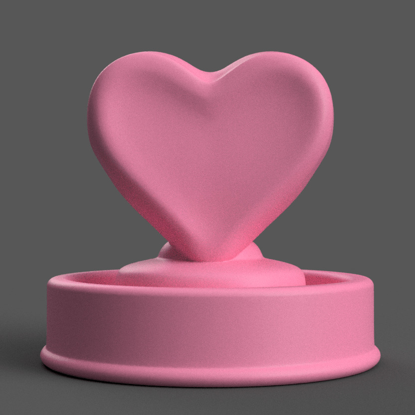 Heart Button 3D Model Cute Desk Table Decoration STL 3D print model_3