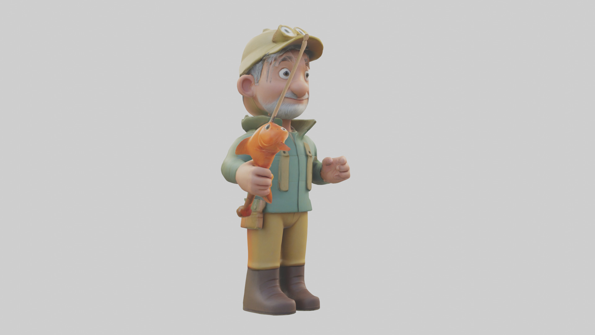 Cartoon Fisherman model 3D model_7
