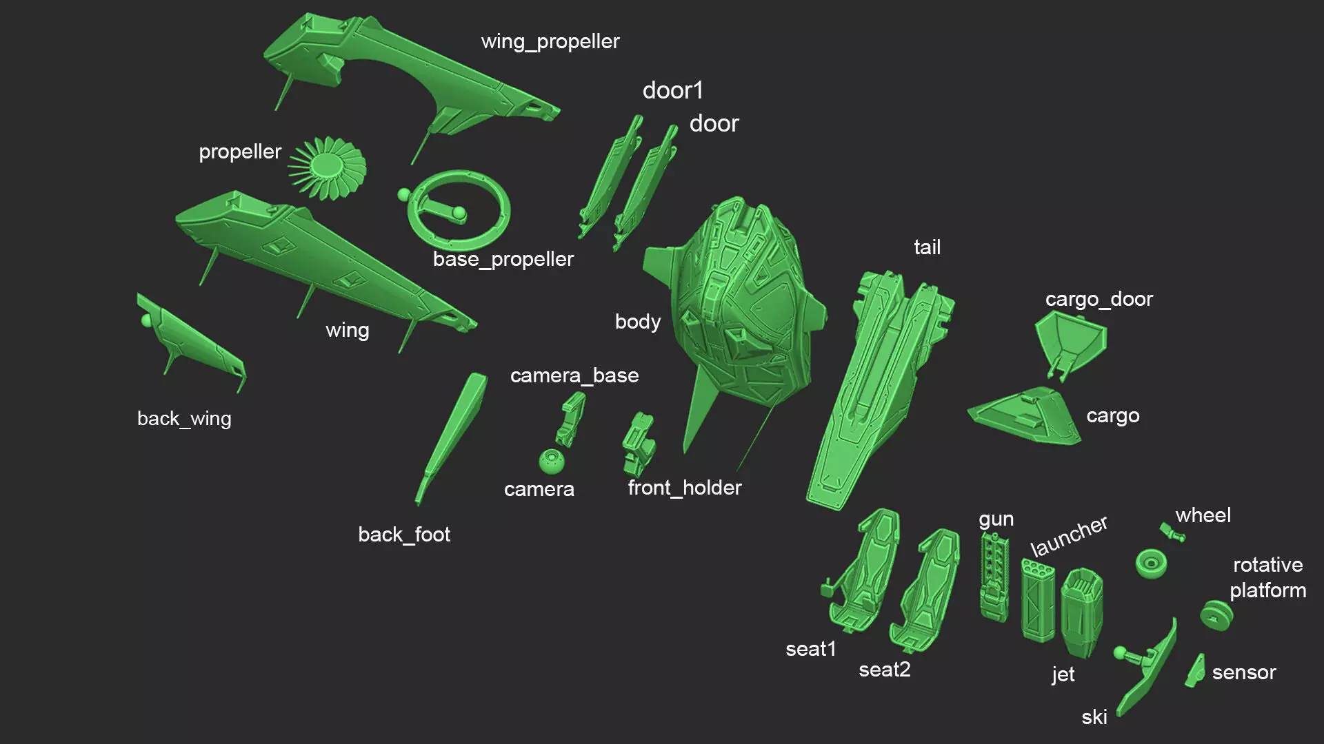 FALCON aircraft 3D print model_3