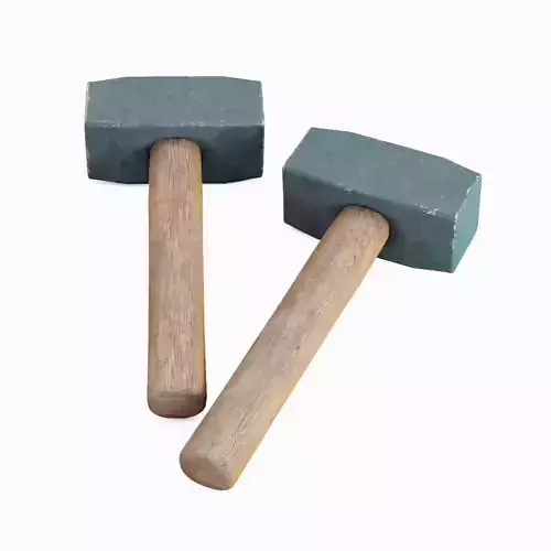 Industrial Wooden Hammer 03  Low-poly 3D model