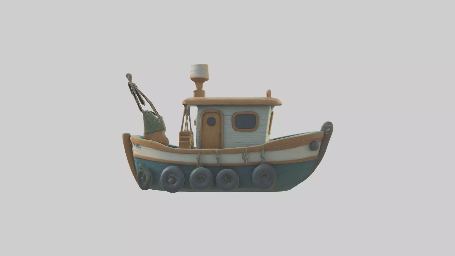 Cartoon Fishing Boat model 3D model_0