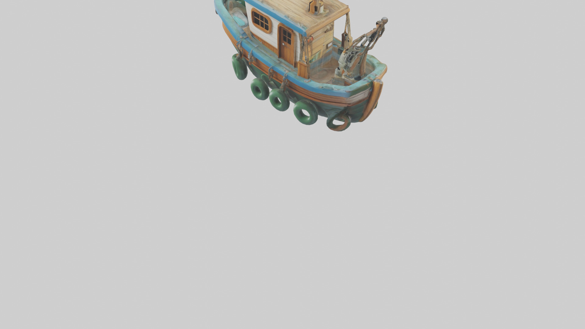 Cartoon Fishing Boat model 3D model_5
