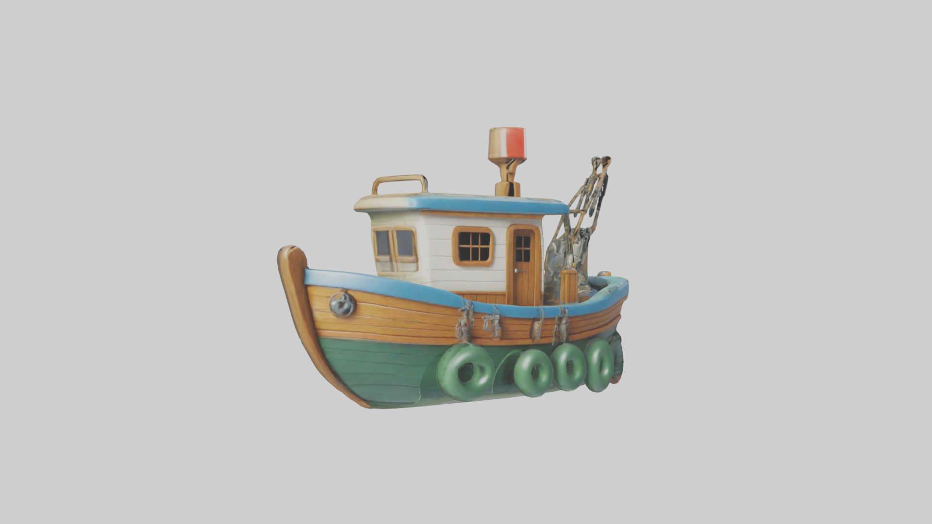Cartoon Fishing Boat model 3D model_7