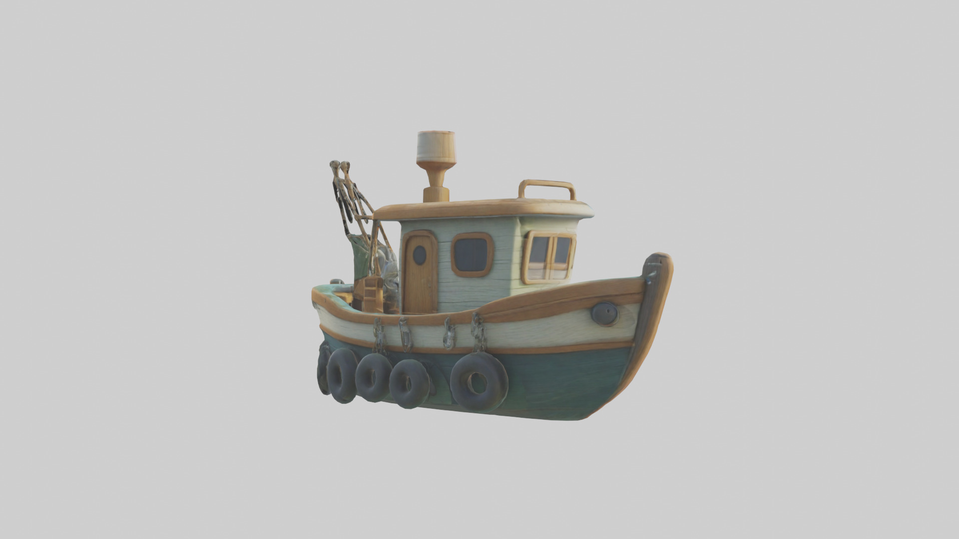 Cartoon Fishing Boat model 3D model_2