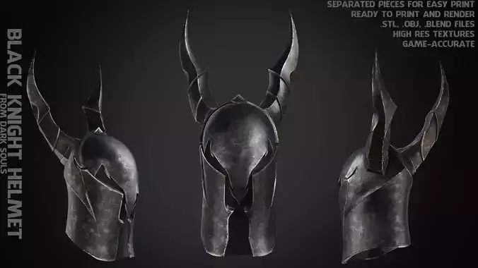 Dark Souls Black Knight Helmet for Cosplay 3D print model