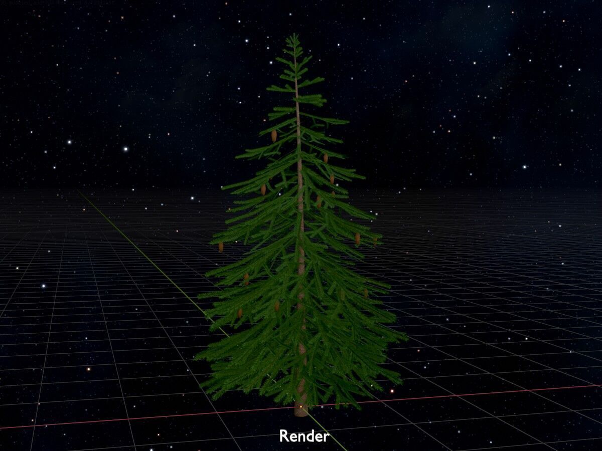 Spruce summer 4000mm Low-poly 3D model_17