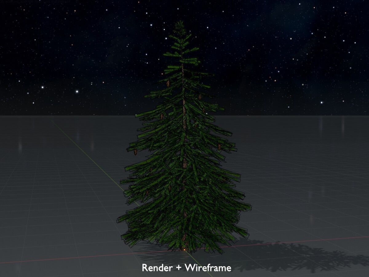 Spruce summer 4000mm Low-poly 3D model_8