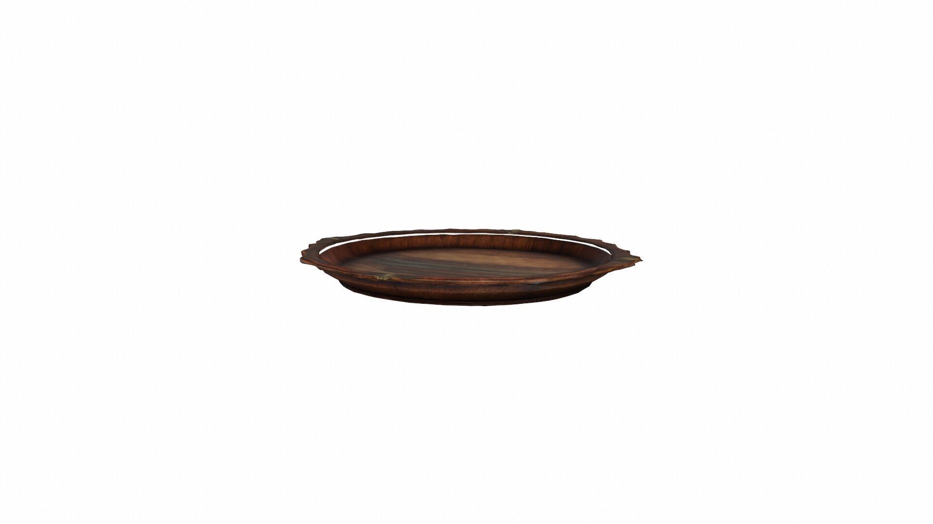 3d High Resolution Empty Wooden And Silver Tray 3D model_4