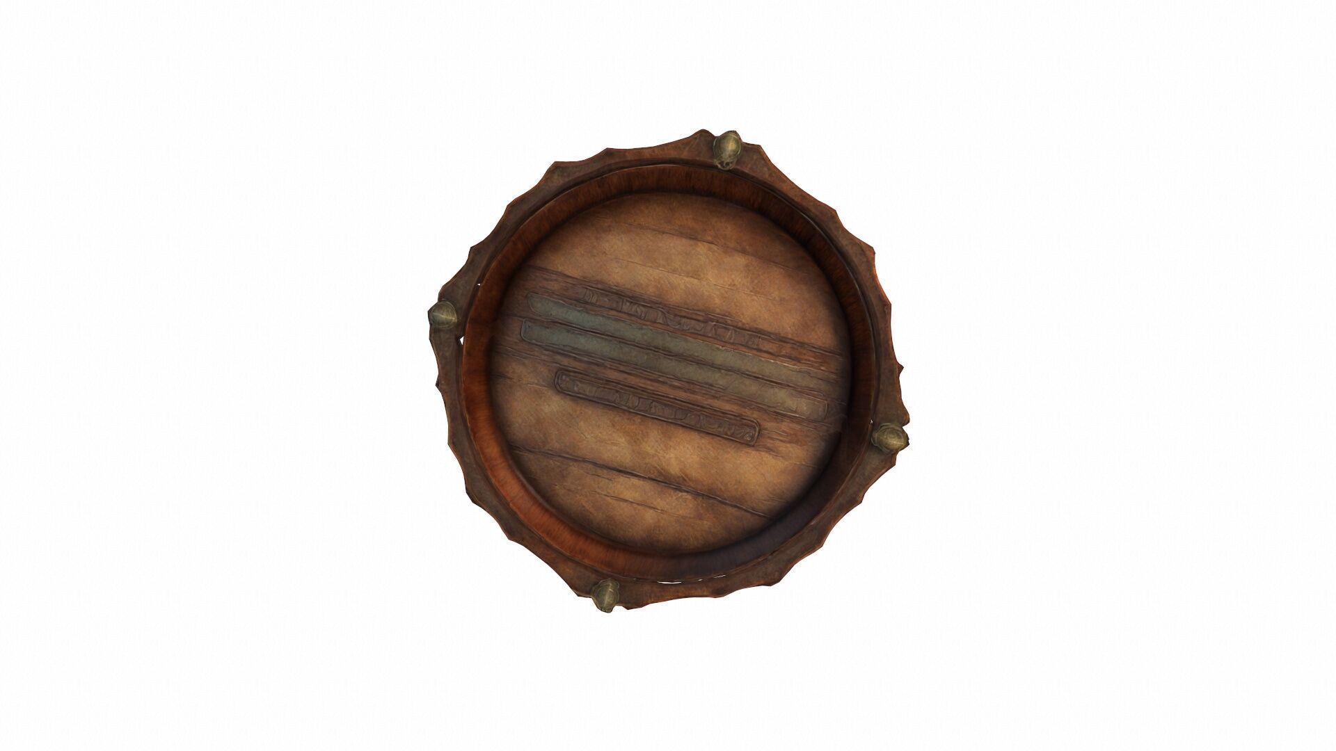 3d High Resolution Empty Wooden And Silver Tray 3D model_2