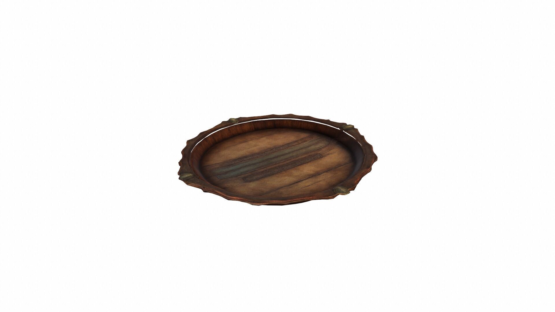 3d High Resolution Empty Wooden And Silver Tray 3D model_3