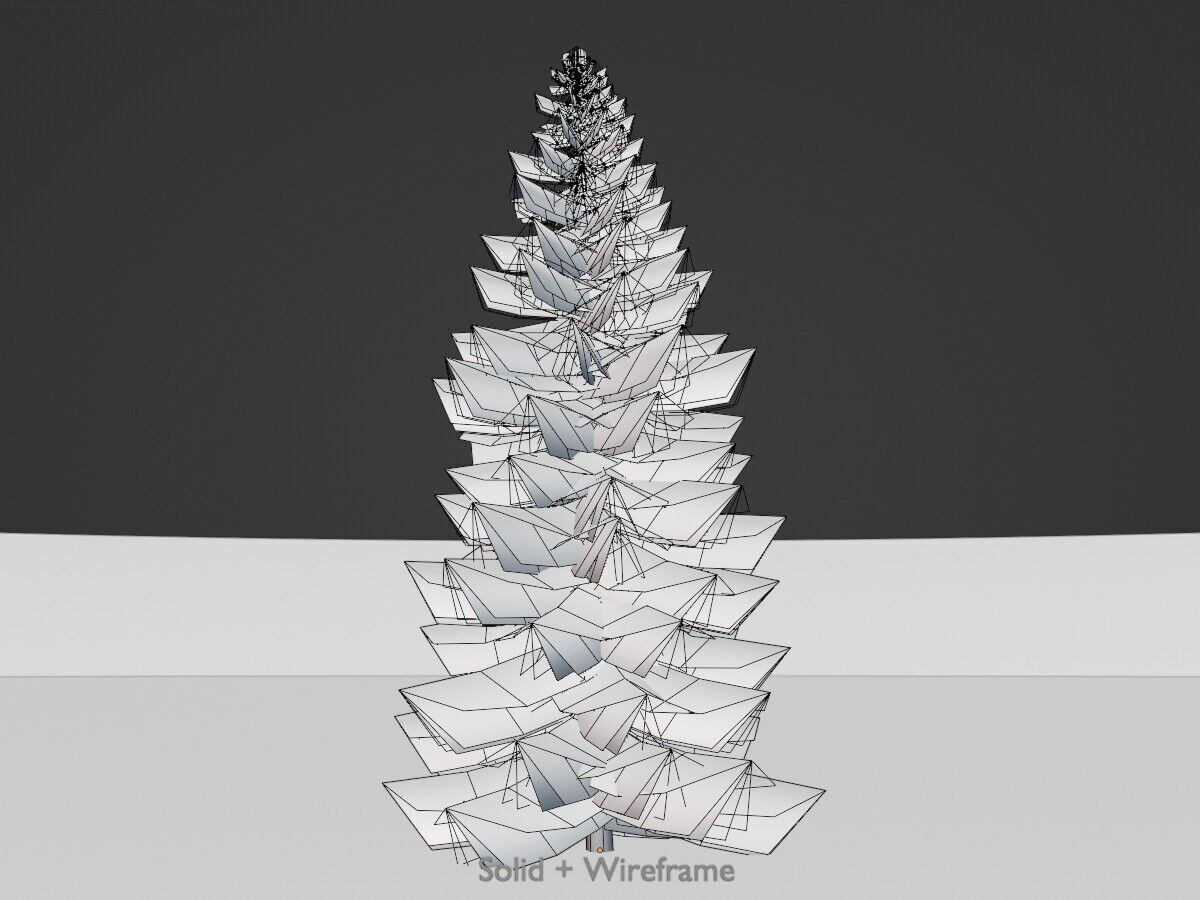 Spruce summer 12000mm Low-poly 3D model_9
