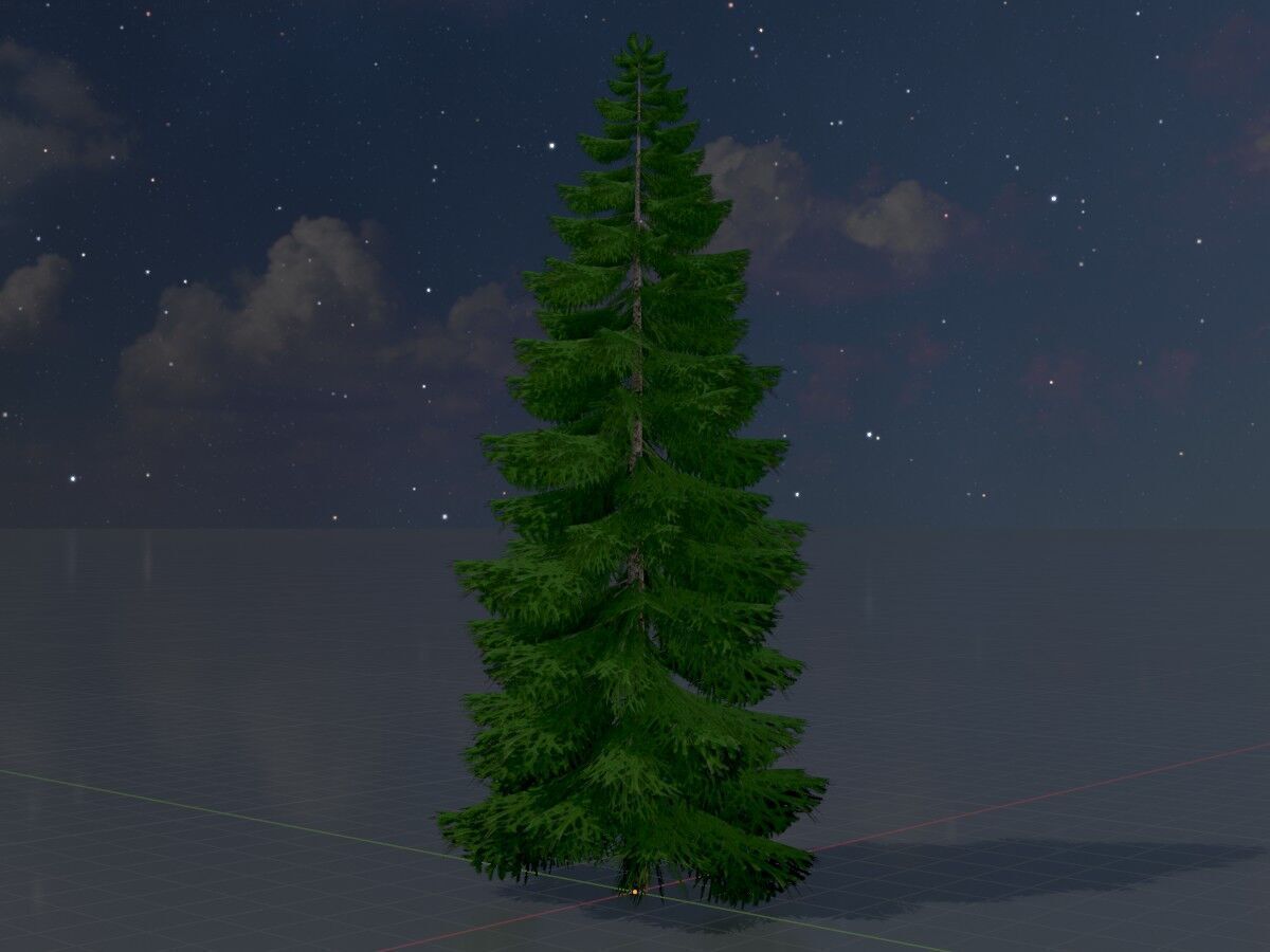 Spruce summer 12000mm Low-poly 3D model_4