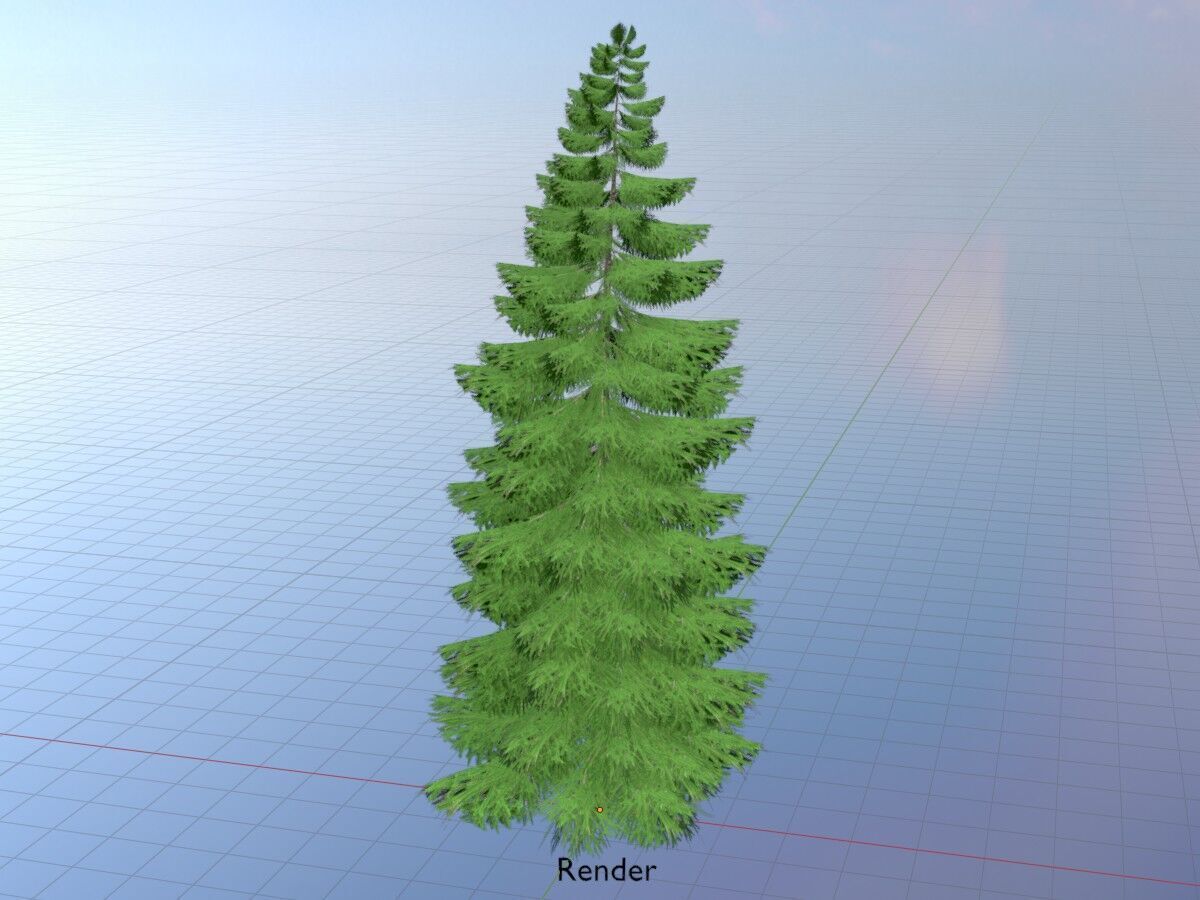 Spruce summer 12000mm Low-poly 3D model_19