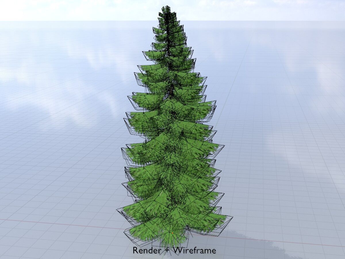 Spruce summer 12000mm Low-poly 3D model_5