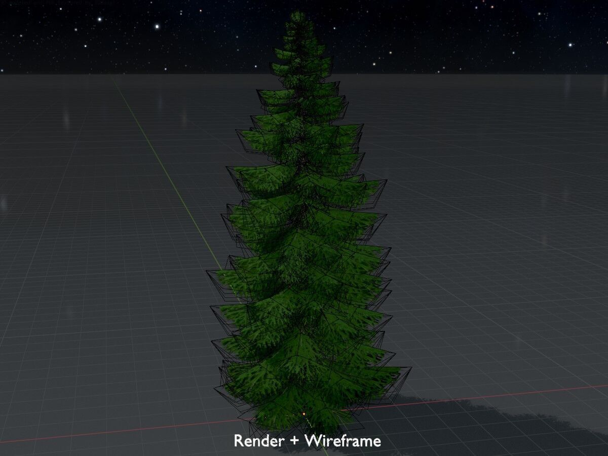 Spruce summer 12000mm Low-poly 3D model_8