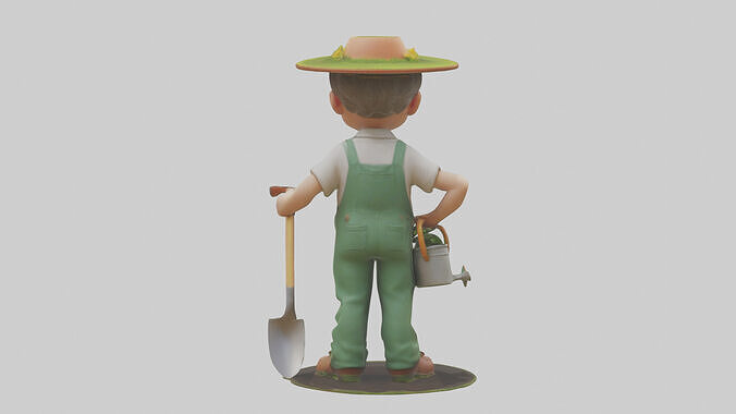 Cartoon Gardener Assistant model 3D model