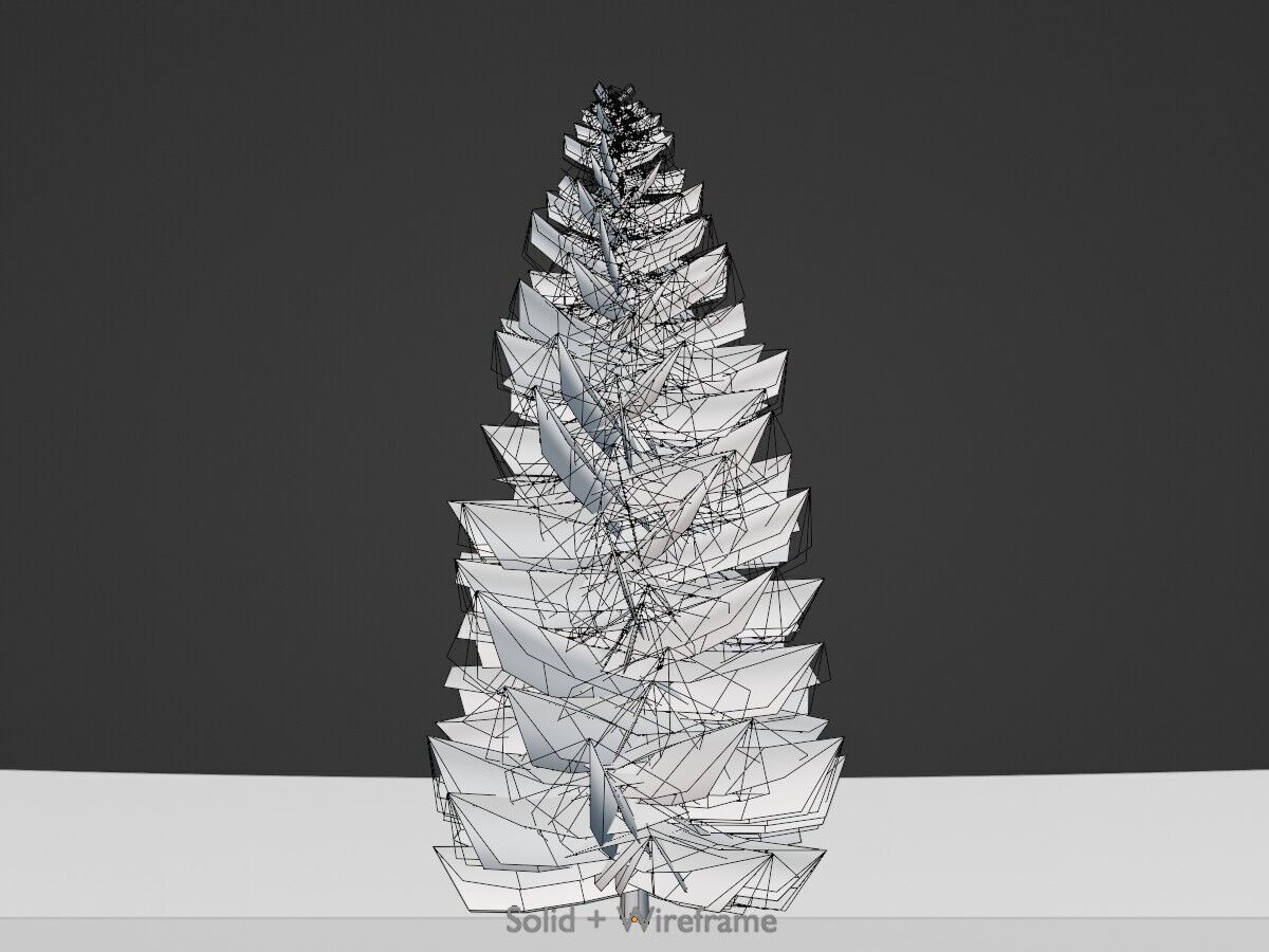 Spruce summer solitary 21000mm Low-poly 3D model_9
