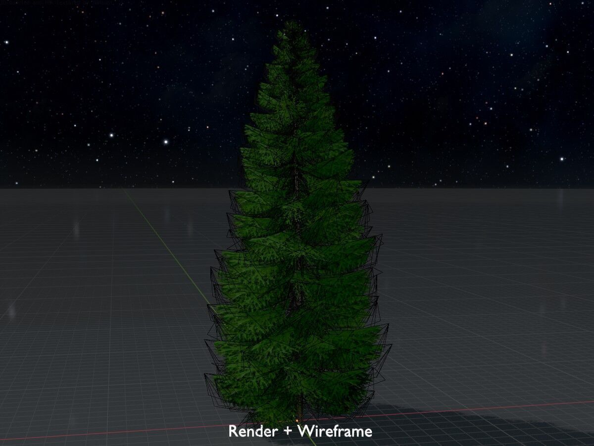 Spruce summer solitary 21000mm Low-poly 3D model_8