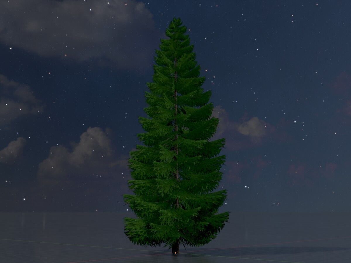 Spruce summer solitary 21000mm Low-poly 3D model_4