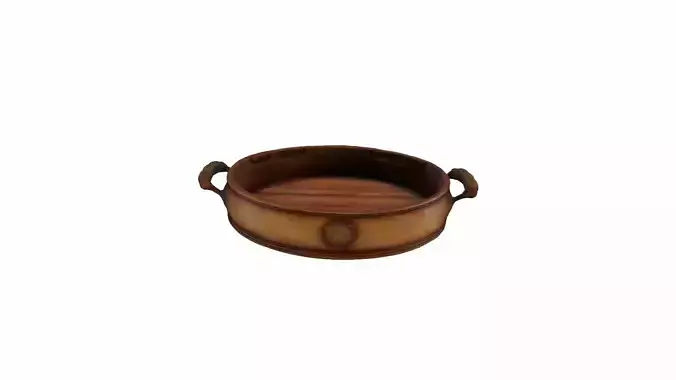3d High Resolution Empty Wooden And Silver Tray