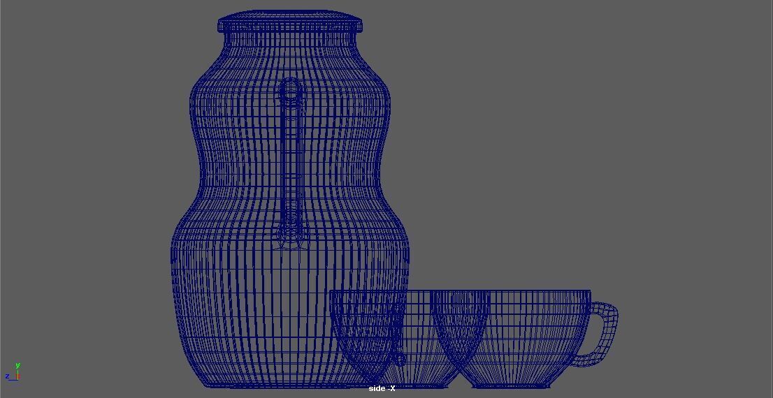 Jug with cups - Jarra con Tazas 3D model_6