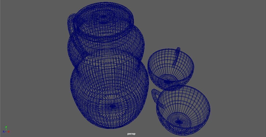 Jug with cups - Jarra con Tazas 3D model_8