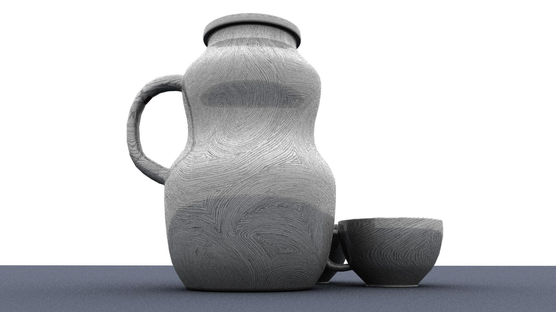 Jug with cups - Jarra con Tazas 3D model_5