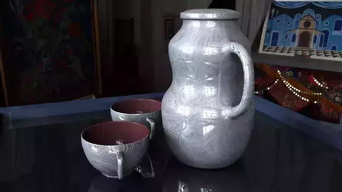 Jug with cups - Jarra con Tazas