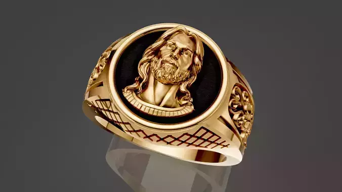 Jesus Cross ring silver gold printable jewelry 3D model