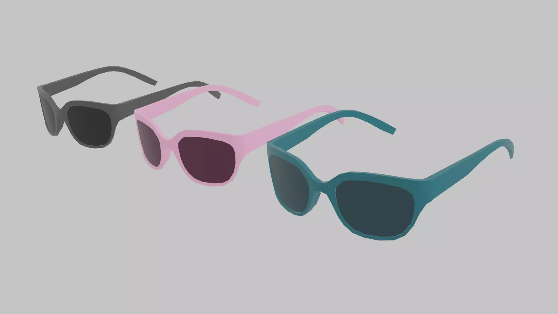 LOW-POLY SUNGLASSES 3 PAIR Low-poly 3D model
