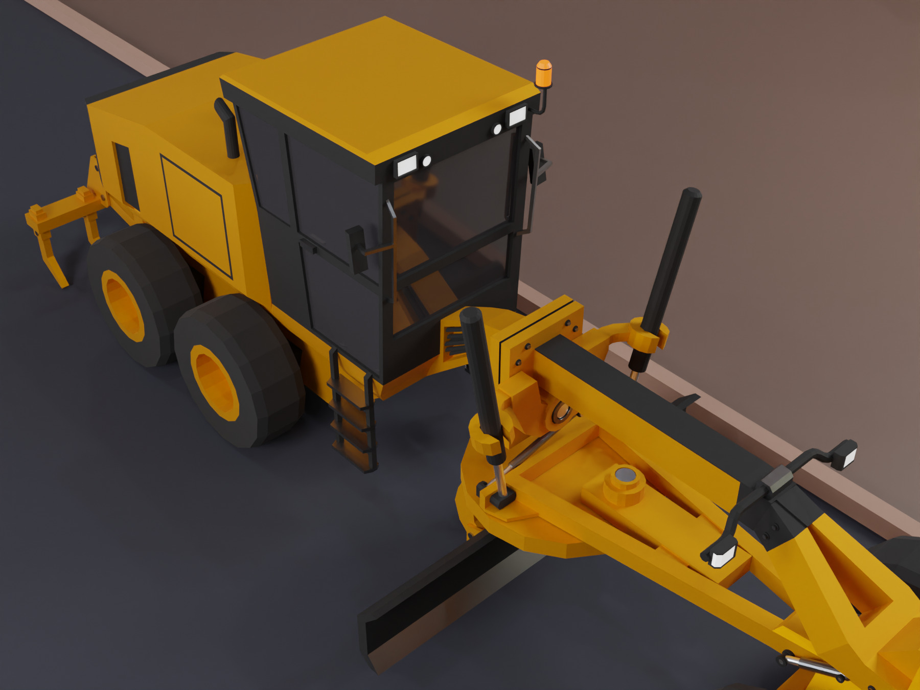 Motor Grader Heavy Vehicle Low-poly 3D model_3