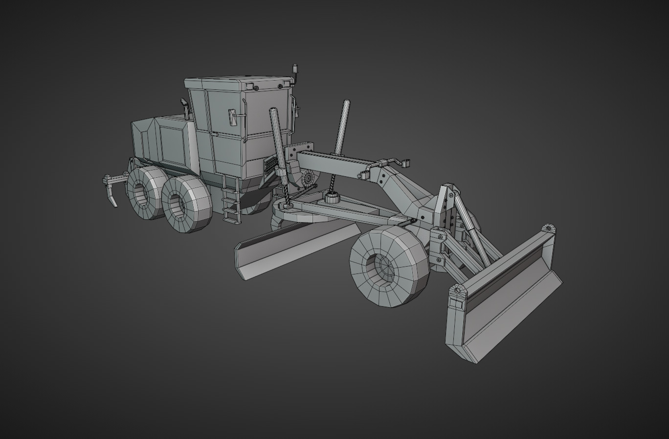 Motor Grader Heavy Vehicle Low-poly 3D model_9