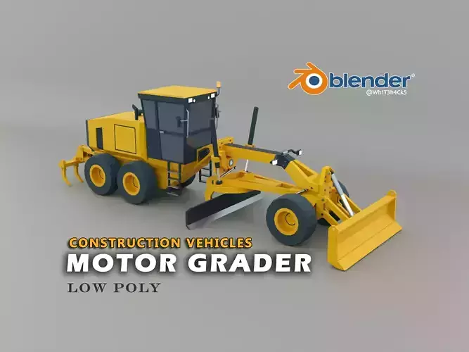 Motor Grader Heavy Vehicle Low-poly 3D model