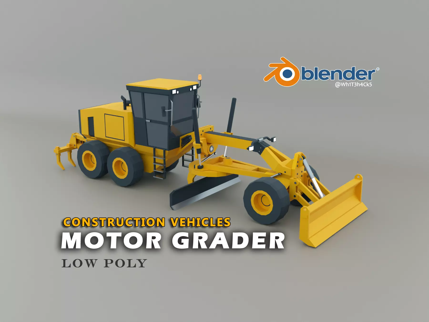Motor Grader Heavy Vehicle Low-poly 3D model_0