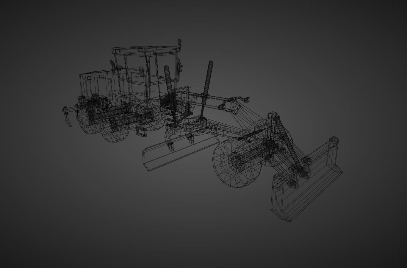 Motor Grader Heavy Vehicle Low-poly 3D model_10