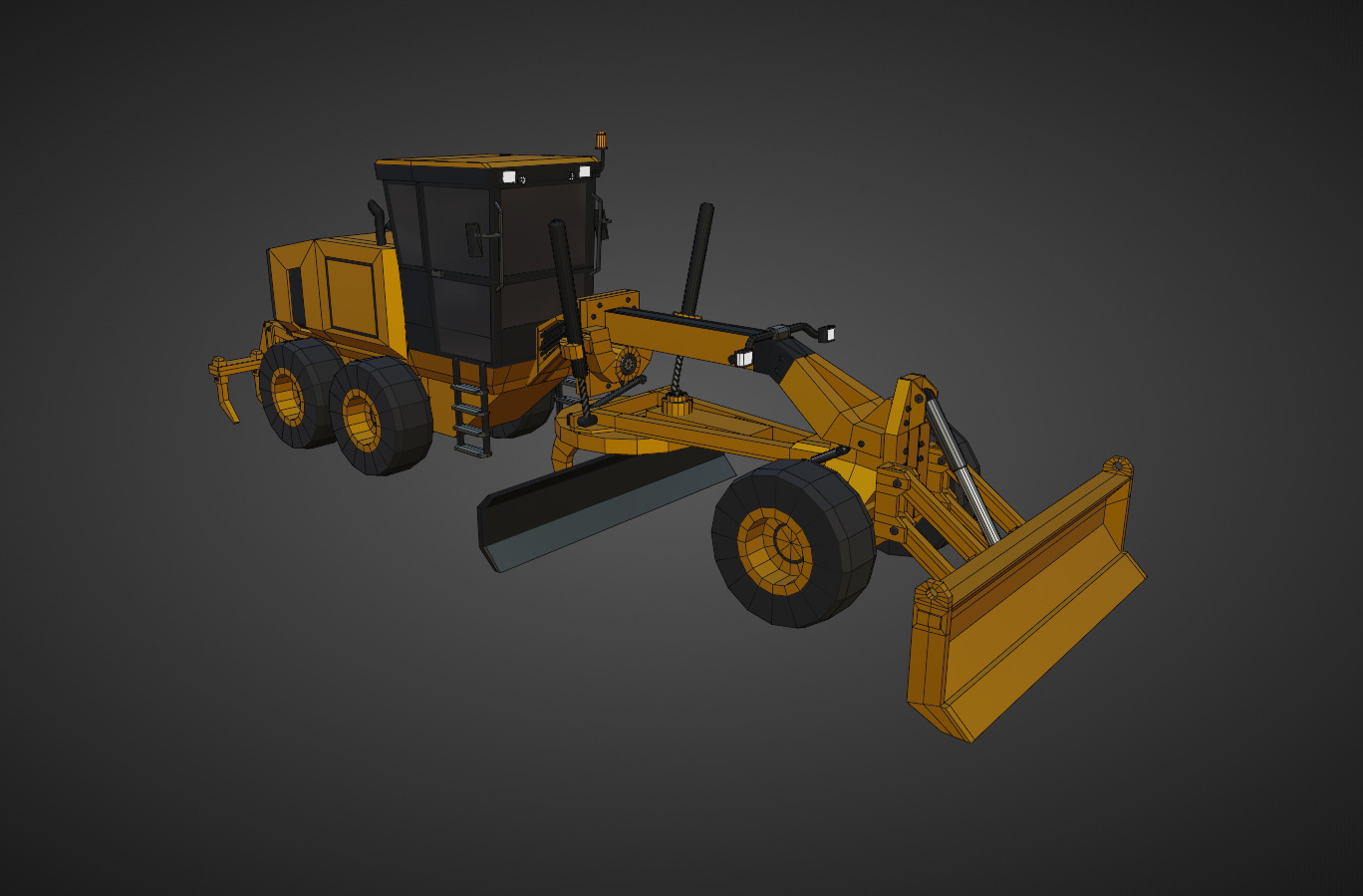 Motor Grader Heavy Vehicle Low-poly 3D model_8