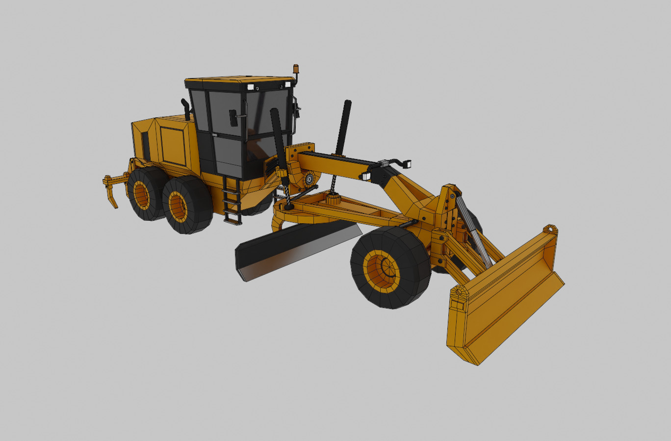 Motor Grader Heavy Vehicle Low-poly 3D model_7