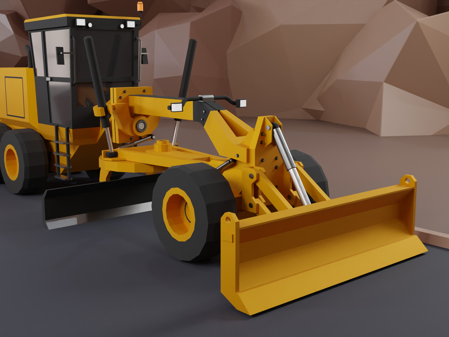 Motor Grader Heavy Vehicle Low-poly 3D model_2
