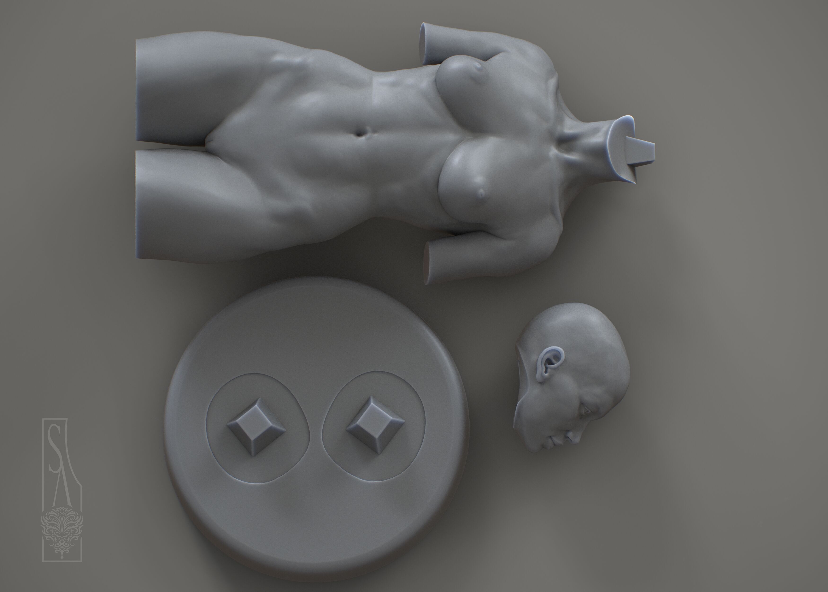 Female Torso - 3DPrintable model 3D print model_4