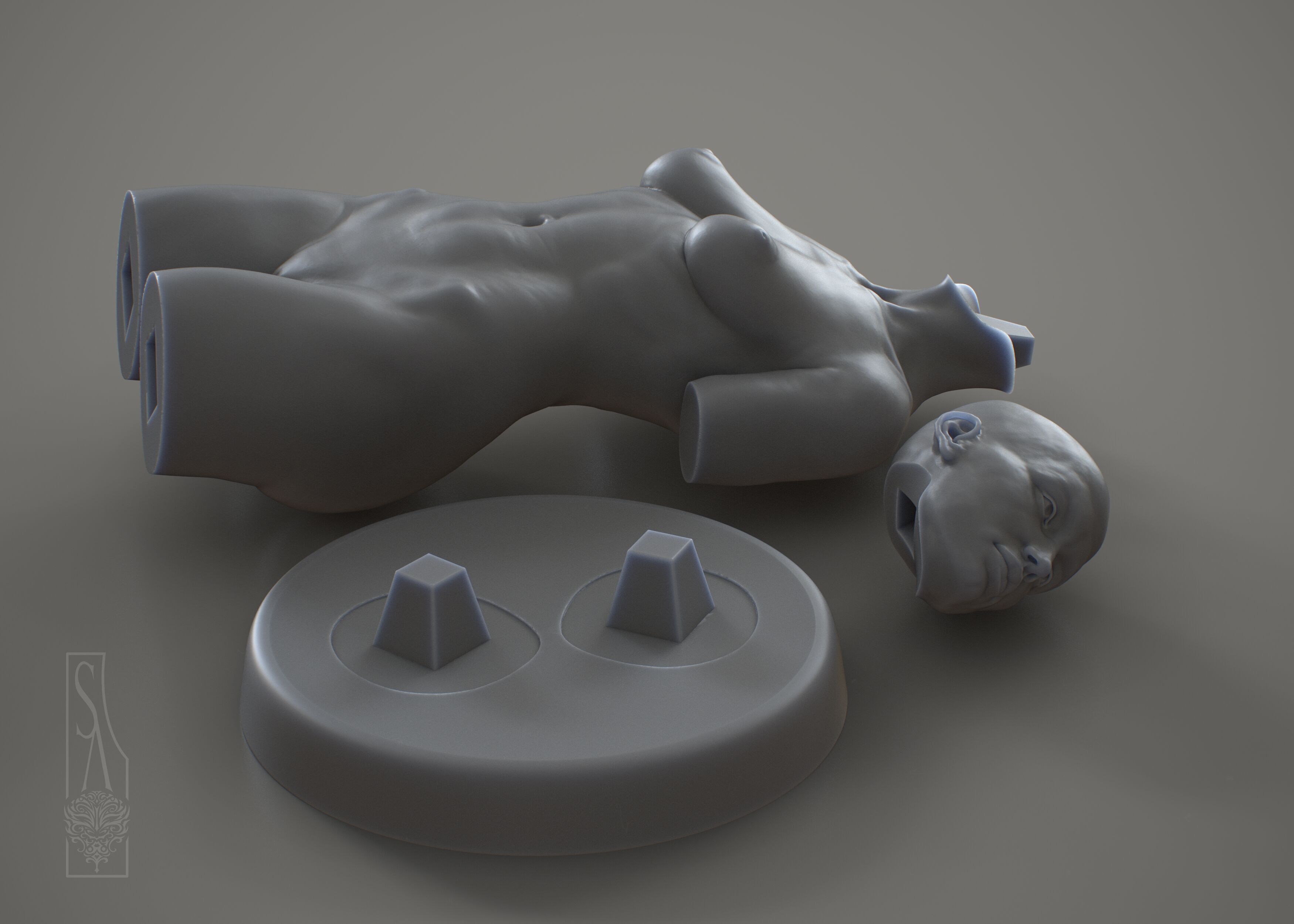 Female Torso - 3DPrintable model 3D print model_3