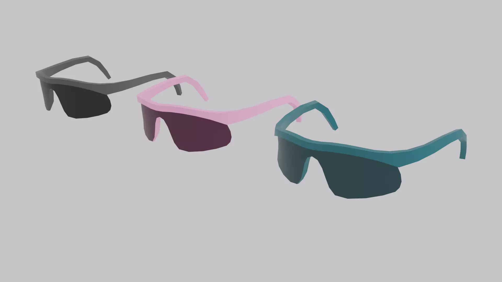 LOW-POLY SUNGLASSES 3 PAIR Low-poly 3D model_0