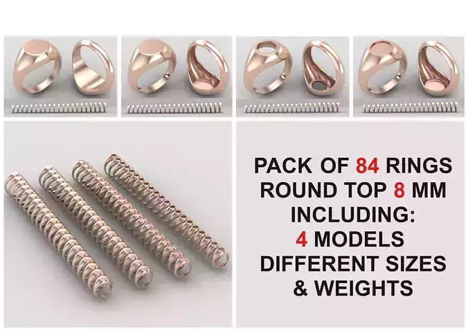 signet Ring Base 8mm top in All sizes 156-MWCG