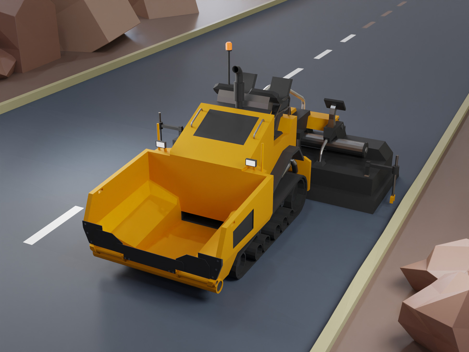 Asphalt Paver Heavy Vehicle Low-poly 3D model_4