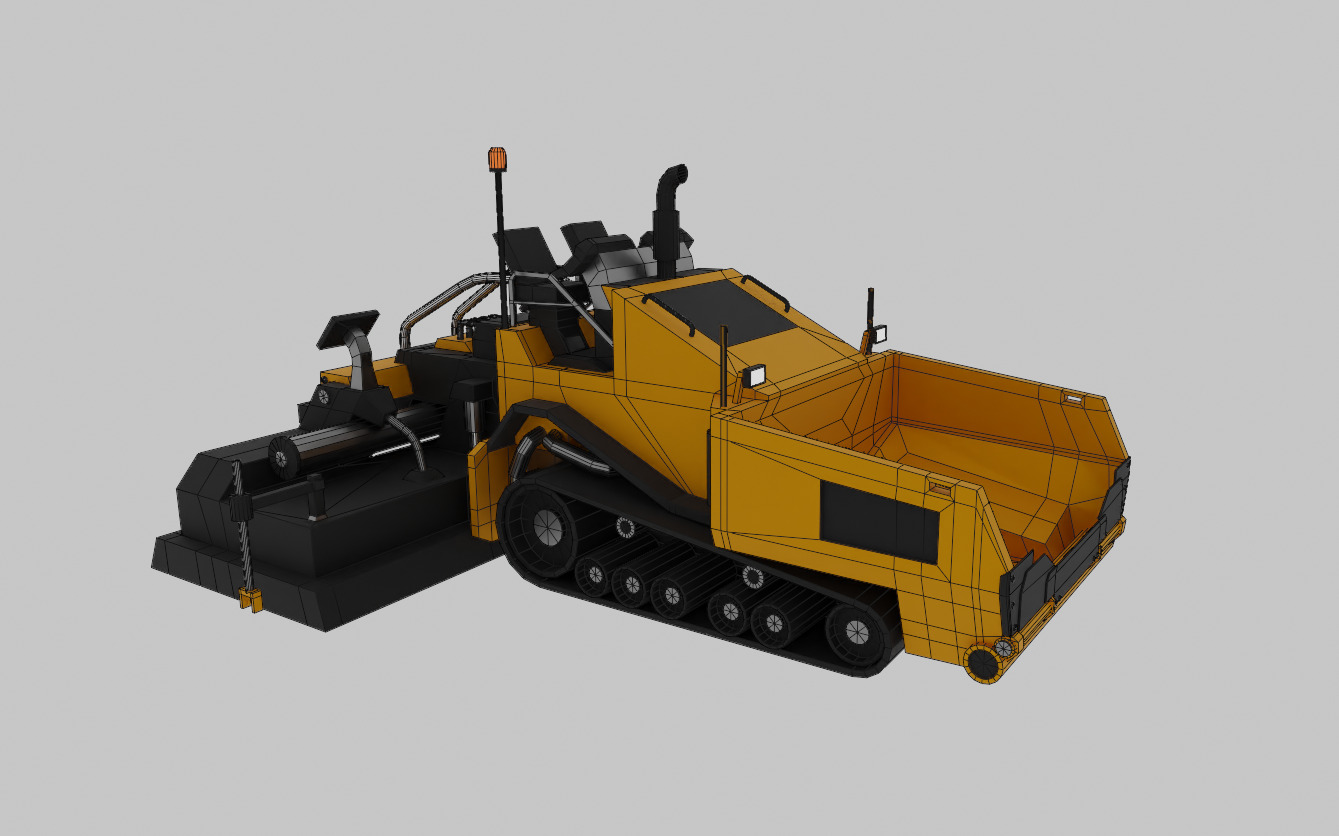 Asphalt Paver Heavy Vehicle Low-poly 3D model_5