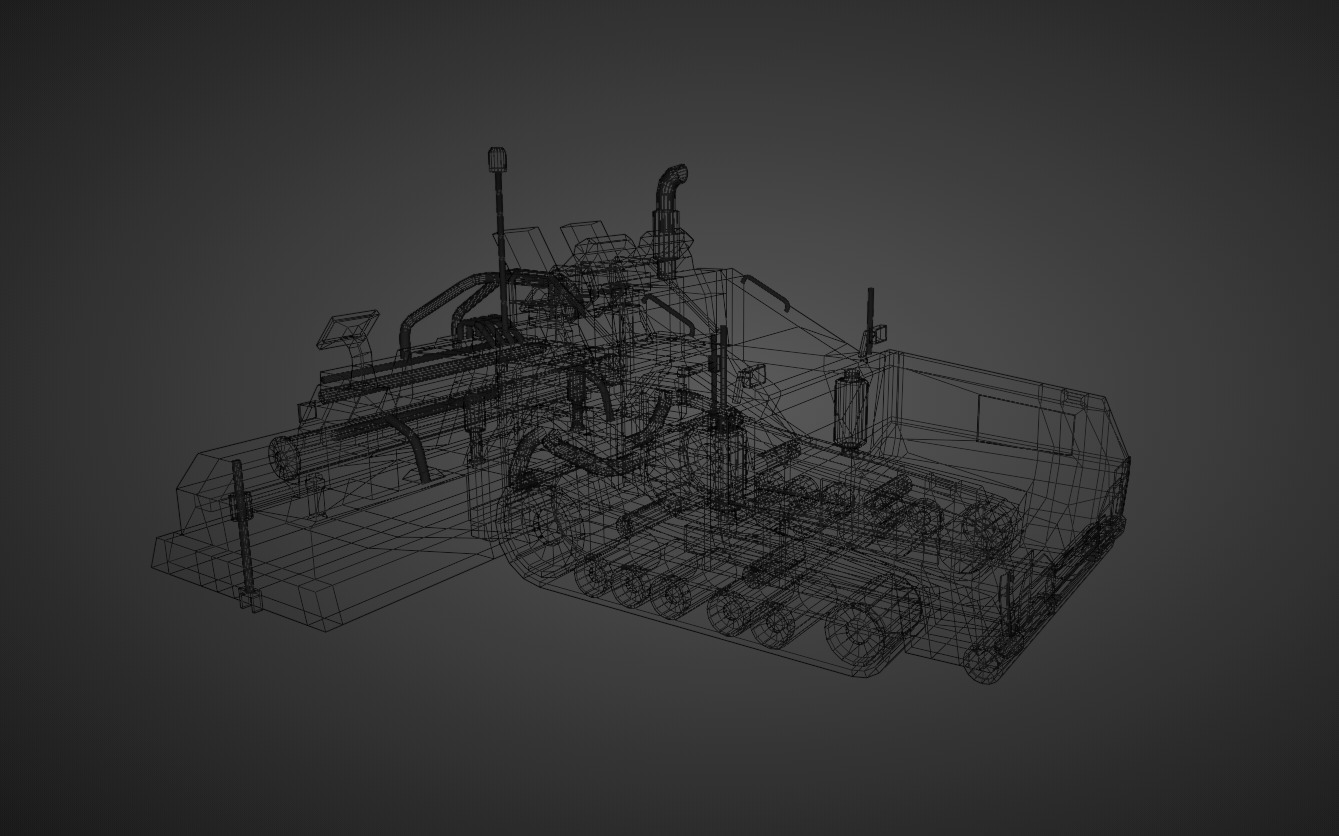 Asphalt Paver Heavy Vehicle Low-poly 3D model_8
